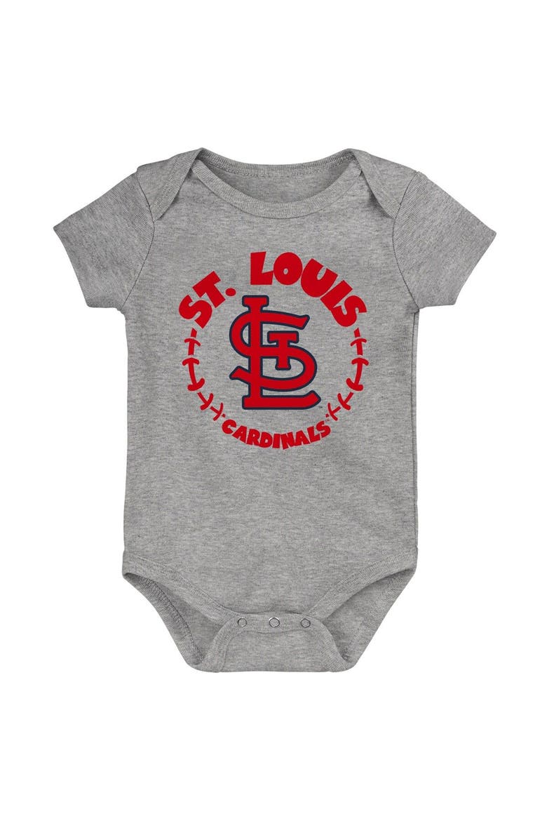 Newborn & Infant Navy/White/Heather Gray St. Louis Cardinals Biggest Little Fan 3-Pack Bodysuit Set, Alternate, color, Navy