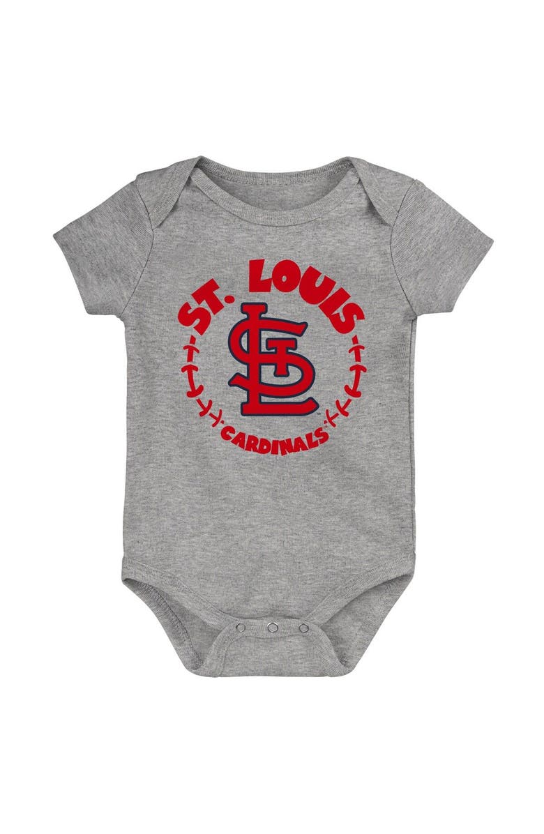 Outerstuff Newborn & Infant Navy/White/Heather Gray St. Louis Cardinals Biggest Little Fan 3-Pack Bodysuit Set, Alternate, color, Navy