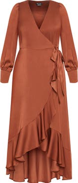 City Chic Marceline Long Sleeve Wrap Maxi Dress