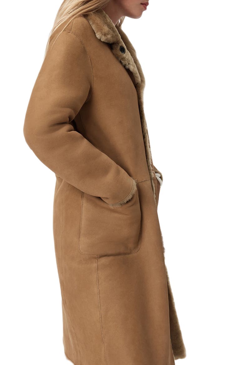 Serra Reversible Genuine Shearling Coat, Alternate, color, CONKER BROWN