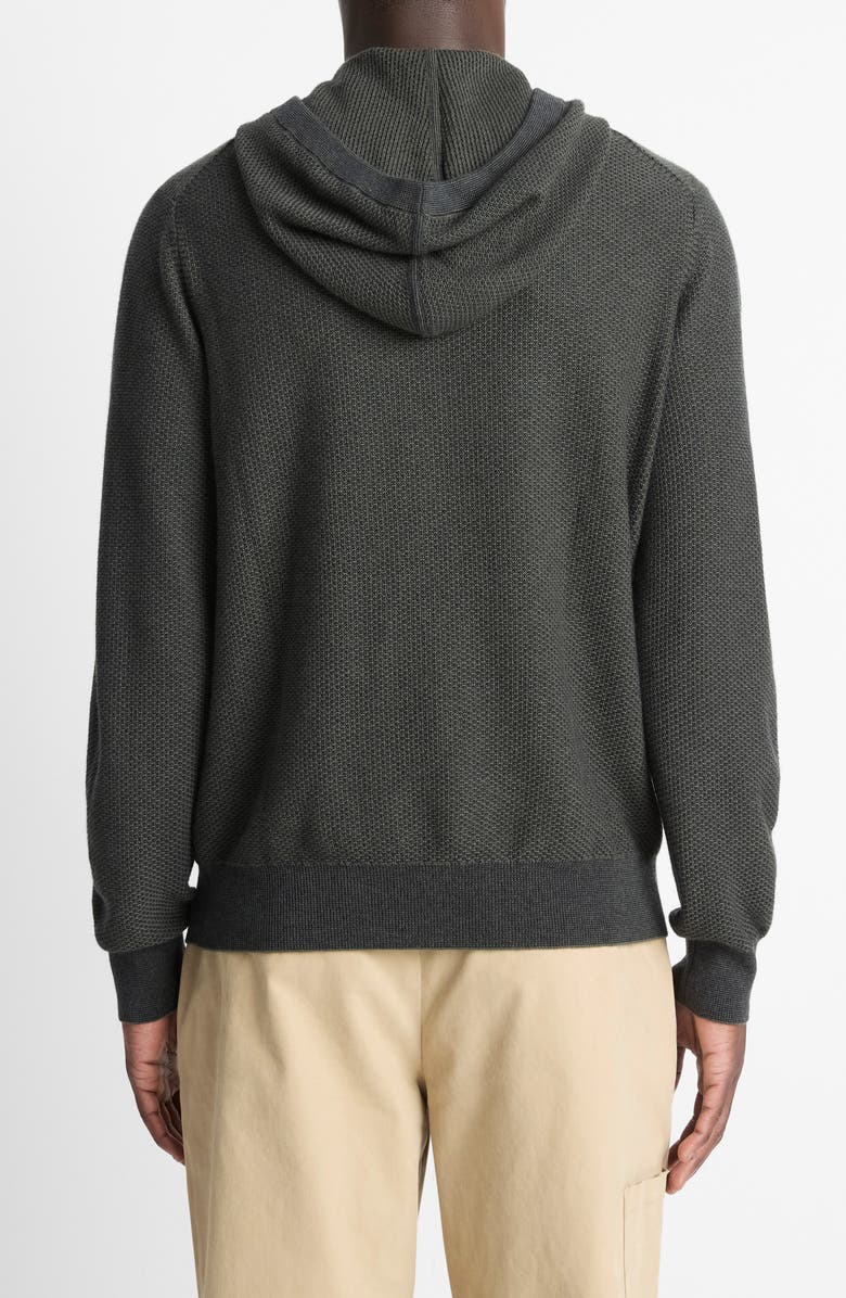 Vince Geometric Jacquard Wool & Cashmere Blend Hoodie, Alternate, color, Driver Green/ Coastal
