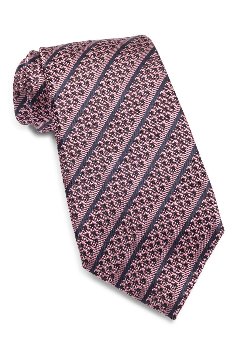 Stripe Silk Tie, Main, color, MED PINKSTRIPE