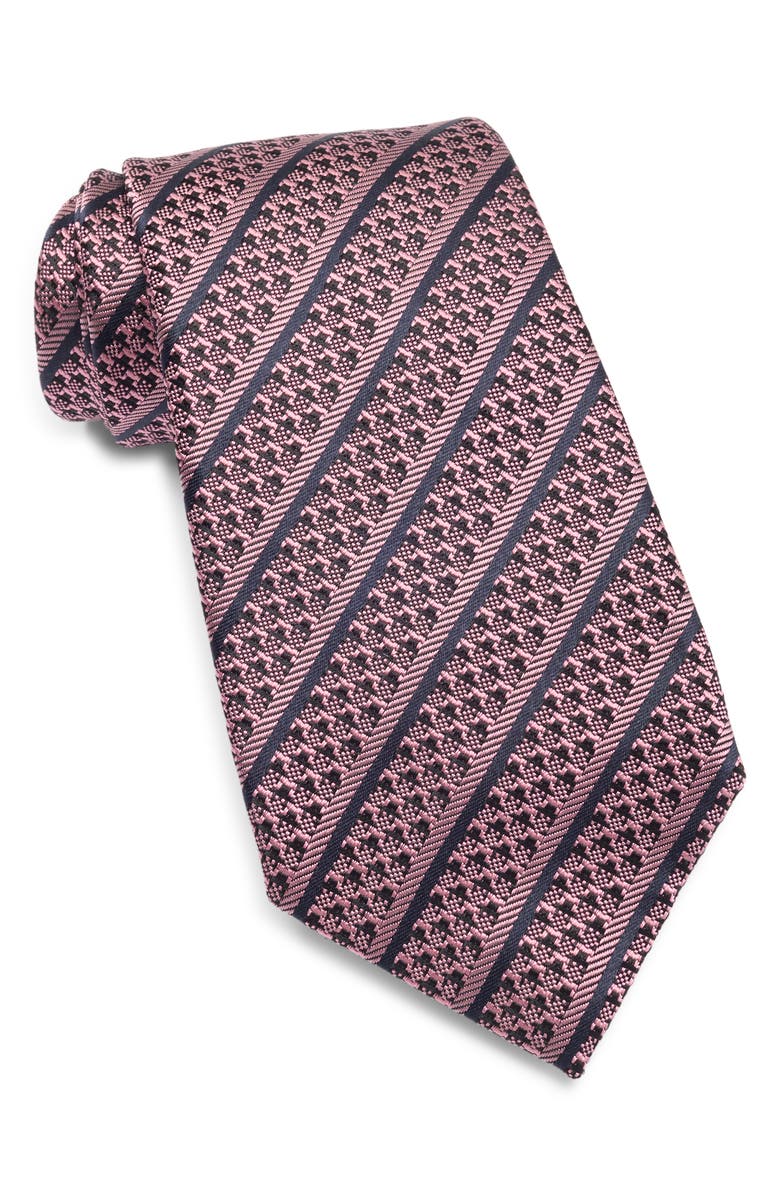 ZEGNA TIES Stripe Silk Tie, Main, color, Med Pinkstripe