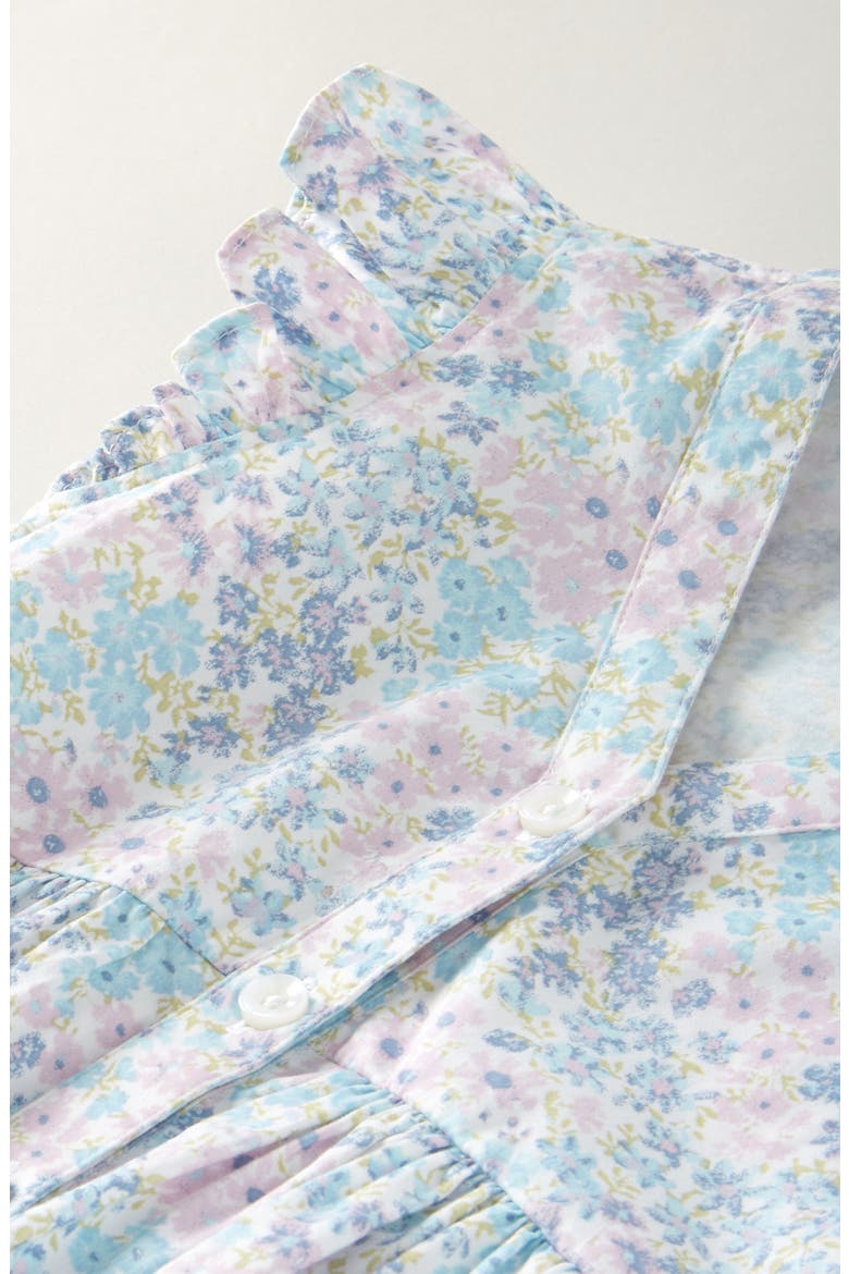 Kids' Flutter Sleeve Cotton Dress, Alternate, color, WHITE- BLUE BLOOMING MEADOW