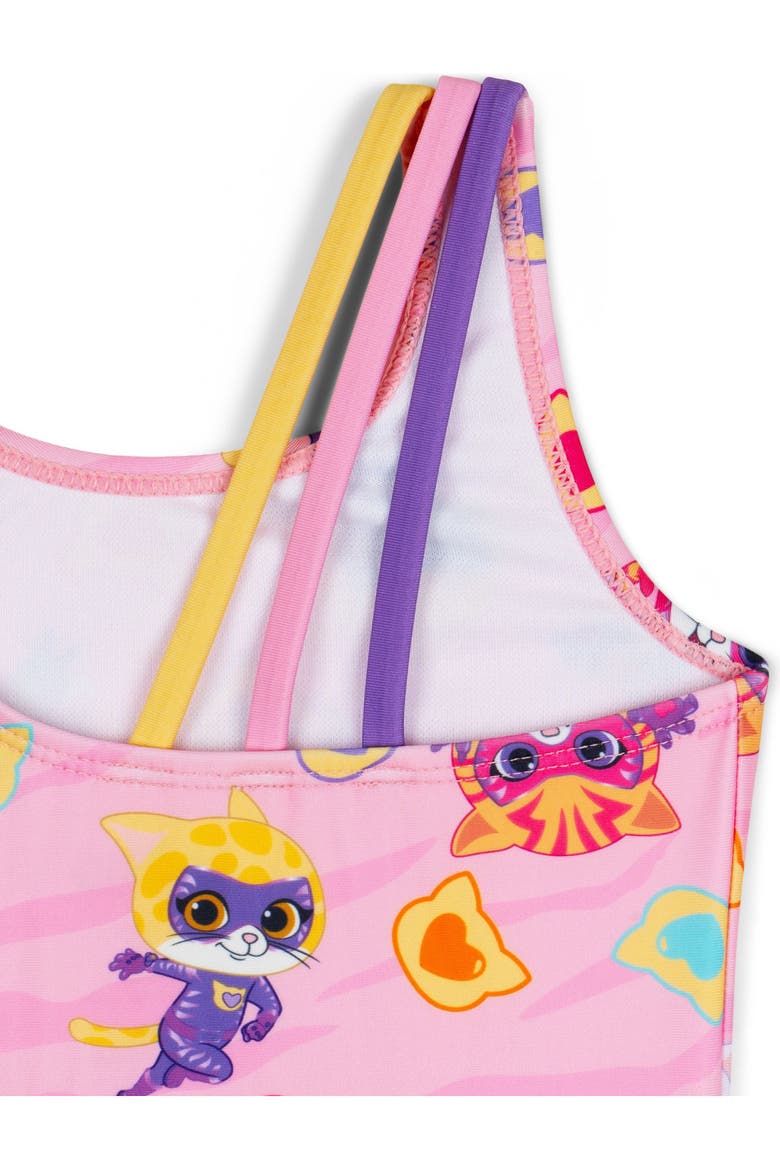 Super Kitties Sleeveless One Piece Bathing Suit, Alternate, color, SuperKitties Pink