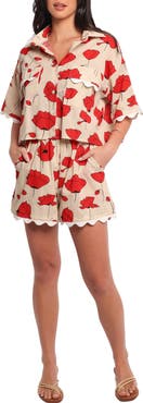 Petal & Pup Sallio Floral Rickrack Trim Shirt & Shorts Set