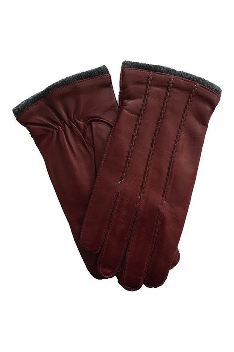 Dylan Cashmere Lined Leather Gloves, Main, color, BORDEAUX/ GREY