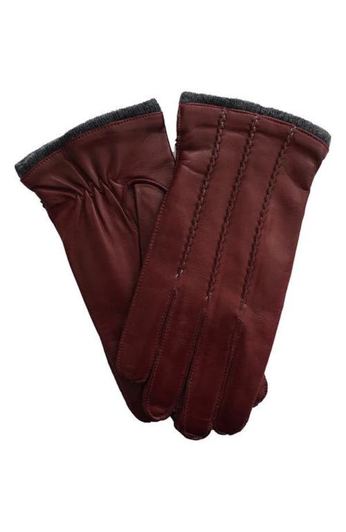 Paula Rowan Dylan Cashmere Lined Leather Gloves In Bordeaux/grey