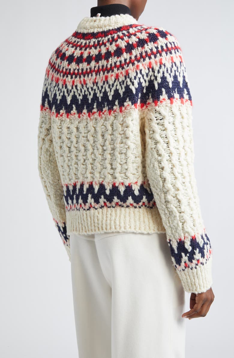 Moncler Grenoble Fair Isle Crewneck Sweater, Alternate, color, White