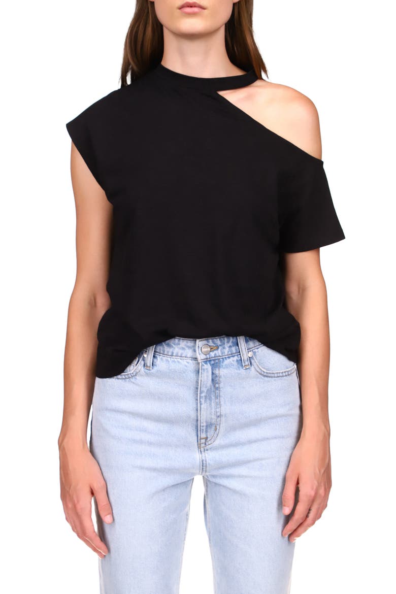 Part-Time Lover Single Cold Shoulder T-Shirt, Main, color, BLACK