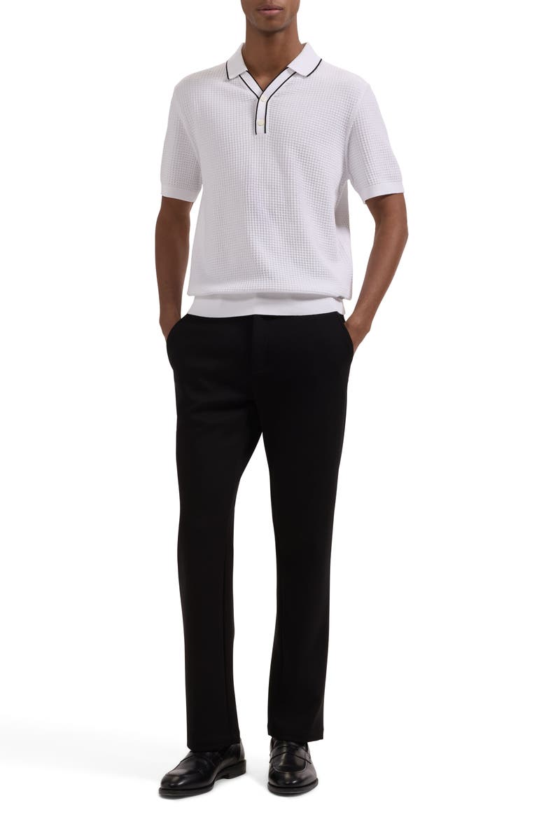 Bugatchi Waffle Stitch Polo Sweater, Alternate, color, White