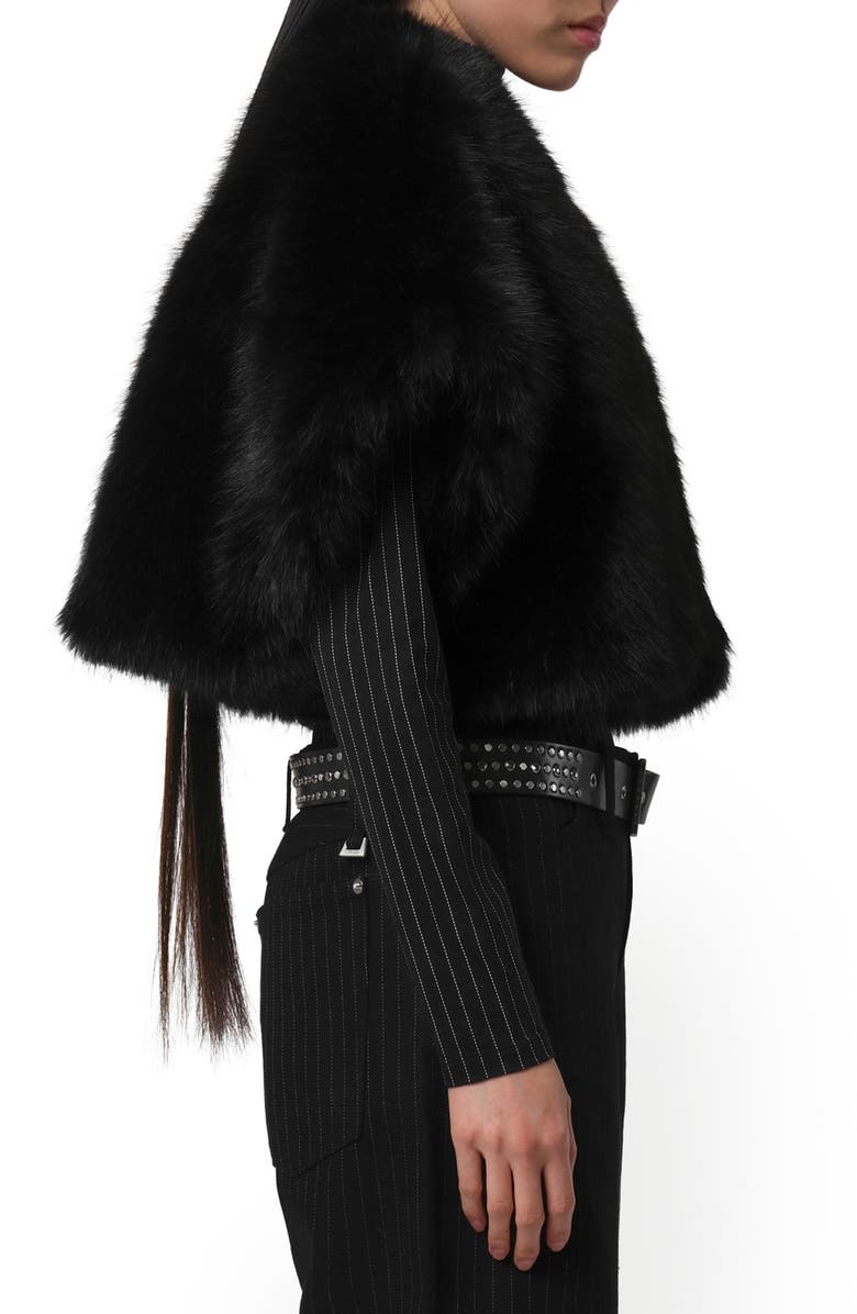 Apparis Devin Faux Sable Fur Shrug, Alternate, color, Noir