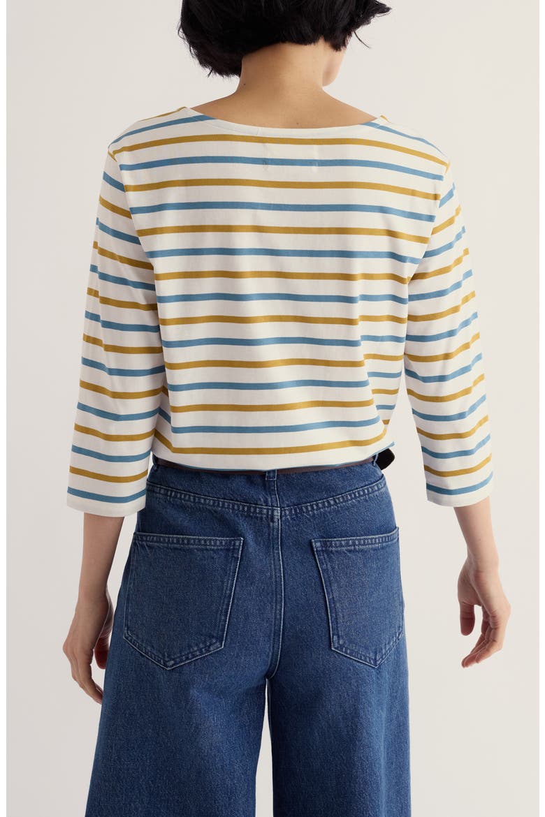 Sailor Striped Organic Cotton Top, Alternate, color, TRI BRETON GOLDEN PEAR