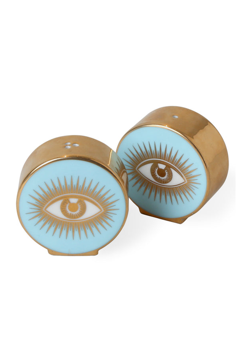 Le Wink Salt and Pepper Set, Main, color, Light Blue / Gold