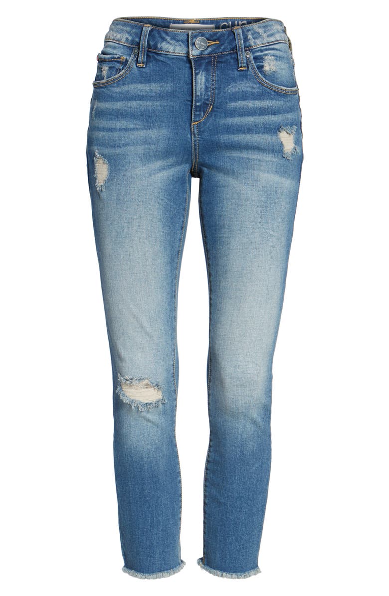 SLINK Jeans Frayed Hem Crop Jeans, Alternate, color, 