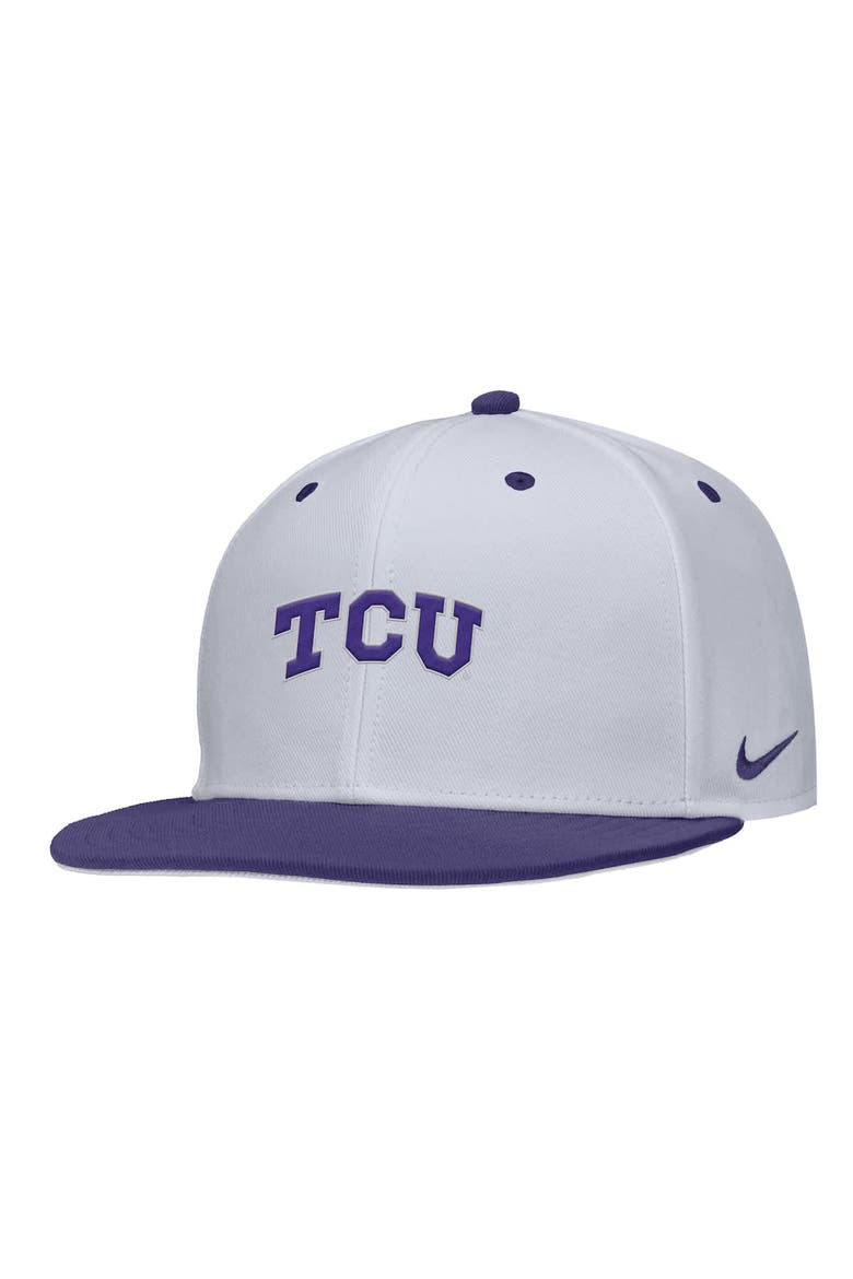 Men's Nike White TCU Horned Frogs  On-Field Baseball Performance Fitted Hat, Main, color, White