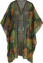 Miraclesuit® Sunset Islet Metallic Chiffon Cover-Up Caftan