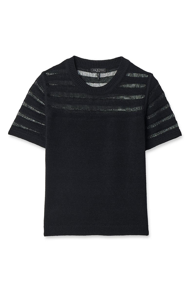 rag & bone Britt Openwork Crewneck Sweater, Alternate, color, Black