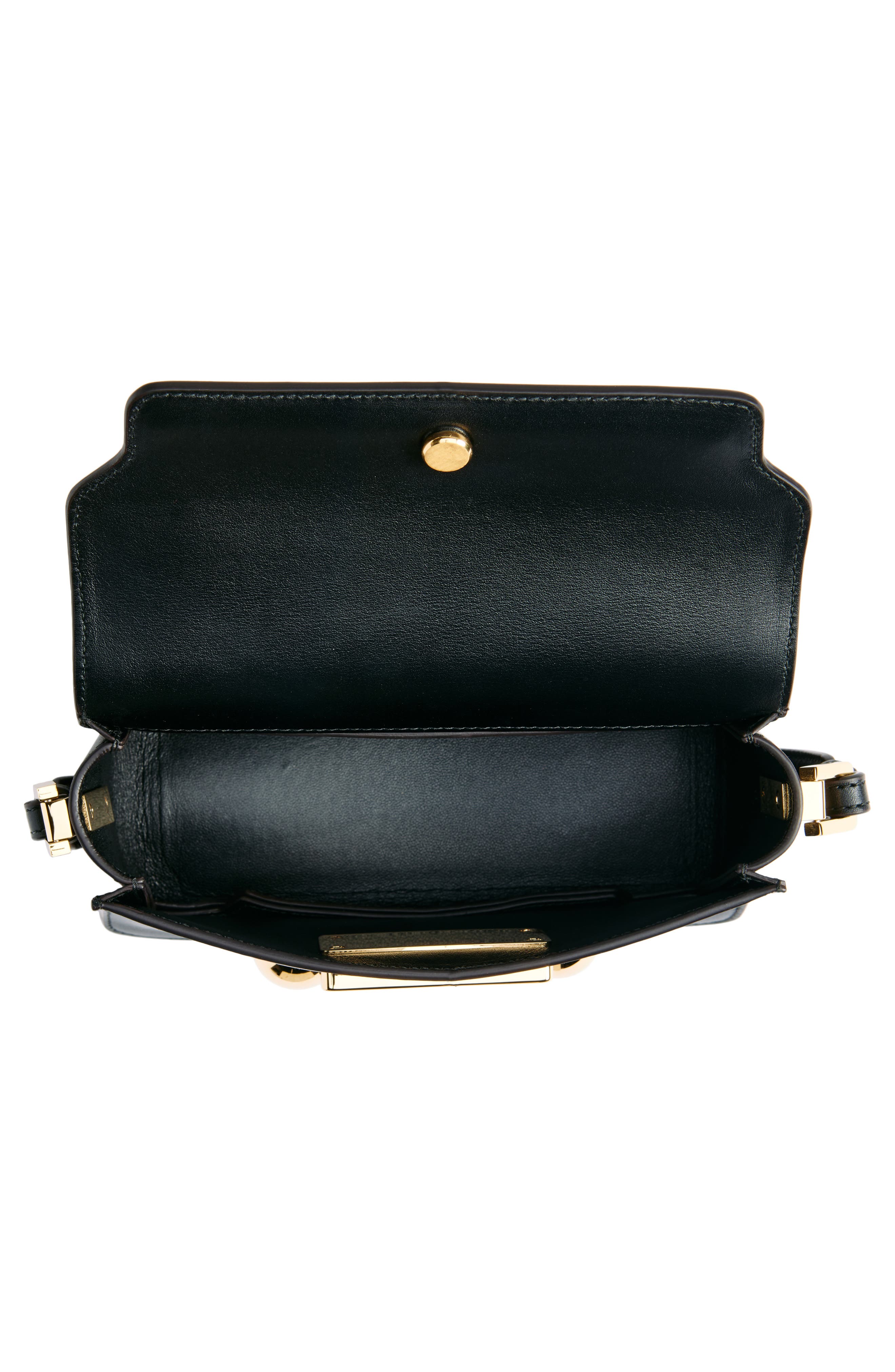 Marni Mini Trunkaroo Leather Shoulder Bag, Alternate, color, Black