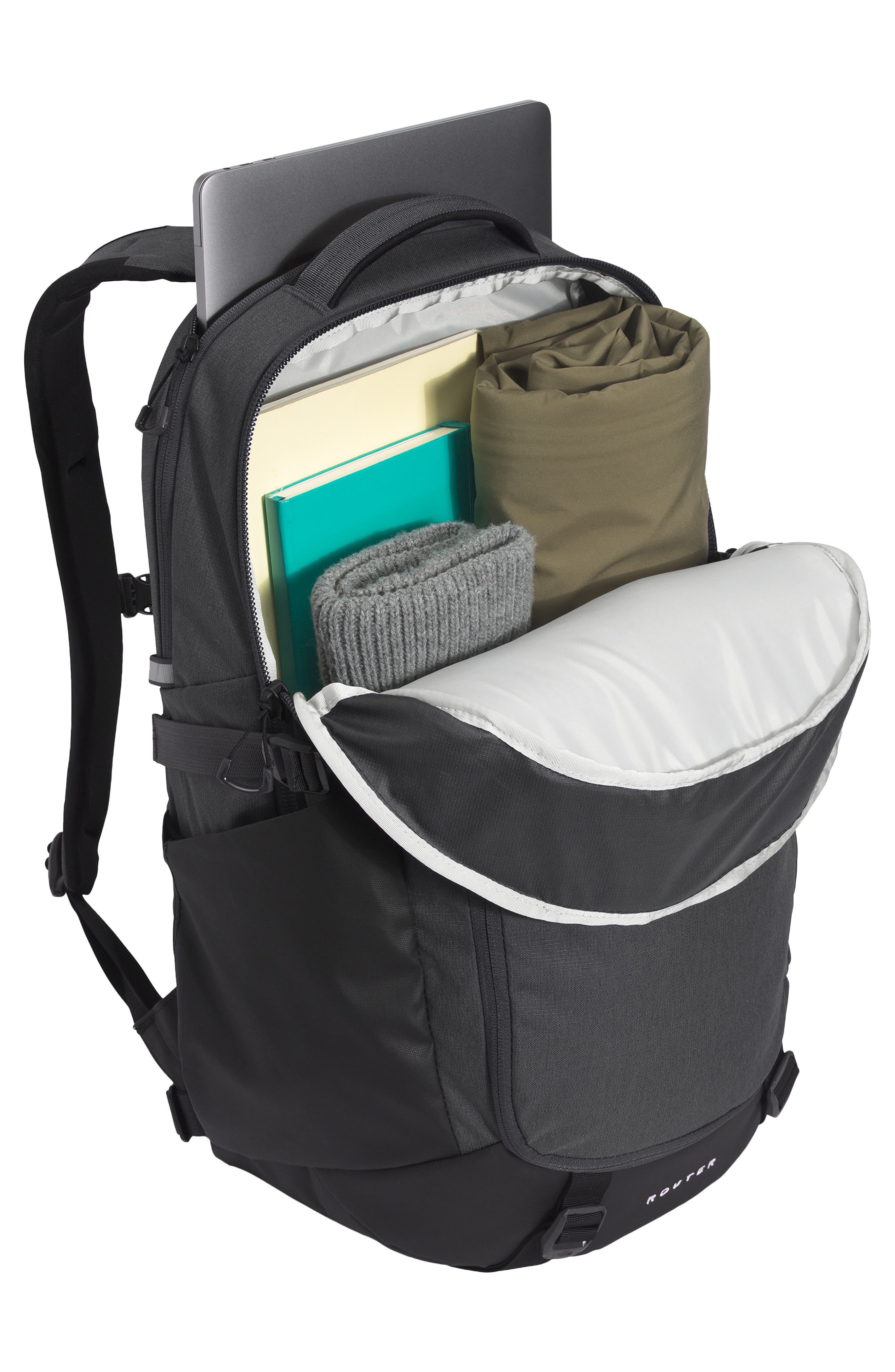 Router Water Repellent Nylon Ripstop Backpack, Alternate, color, ASPHALT GREY LIGHT HEATHER