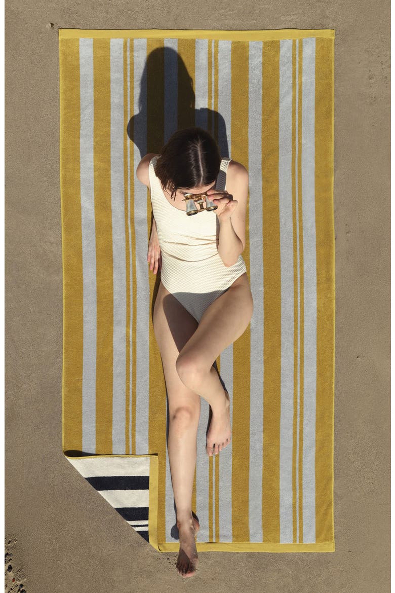 Casita Stripe Beach Towel, Alternate, color, CITRON AND SKY