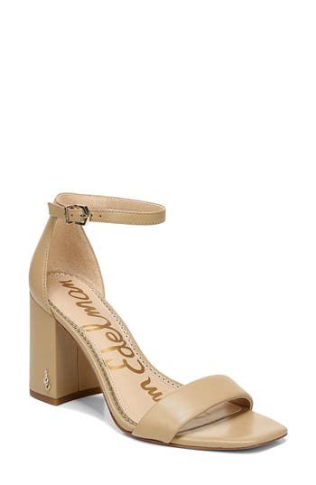 Sam Edelman Daniella Womens Leather Ankle Dress Sandals In Soft Beige