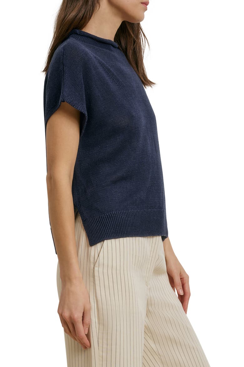 The Stevie Short Sleeve Linen Sweater, Alternate, color, NAVY