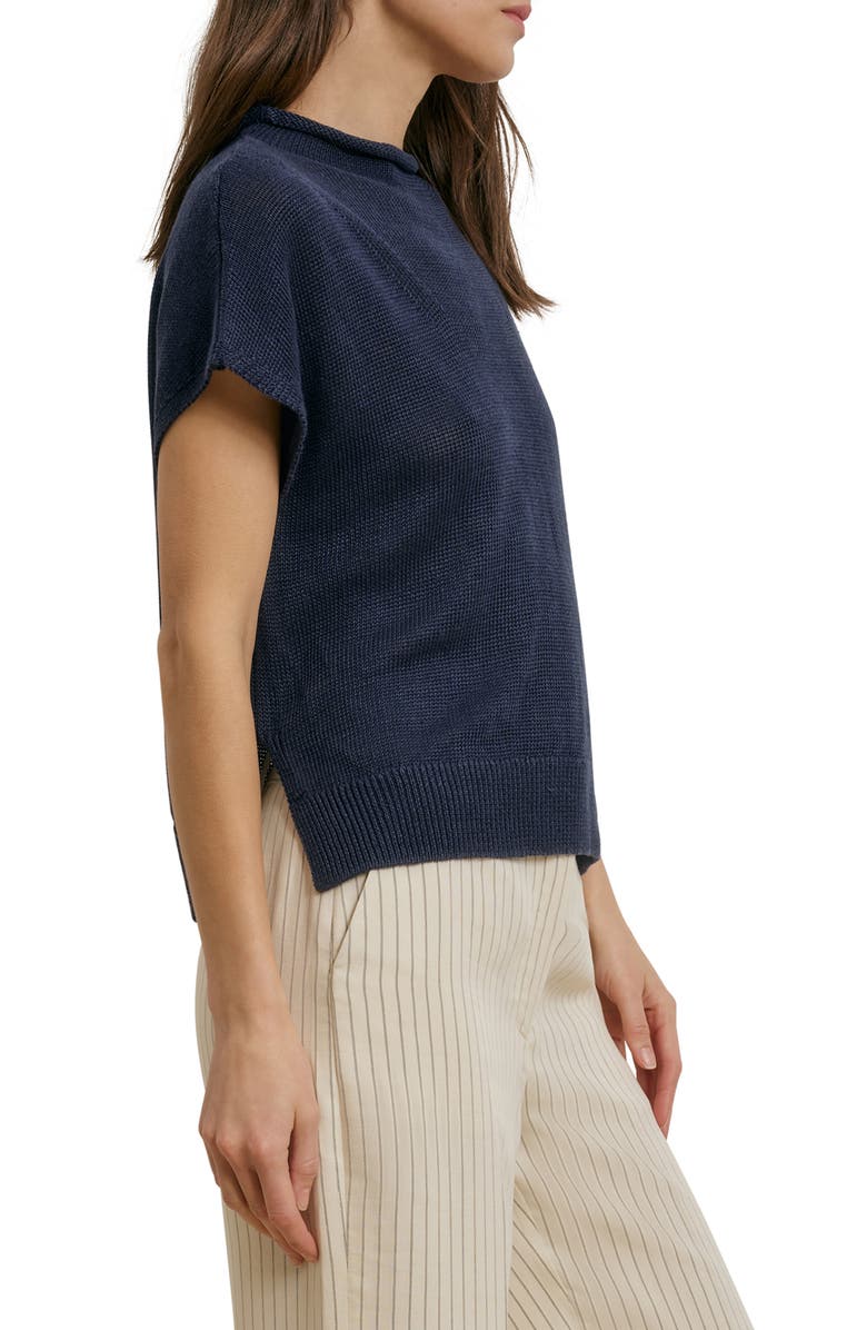 Favorite Daughter The Stevie Short Sleeve Linen Sweater, Alternate, color, Navy