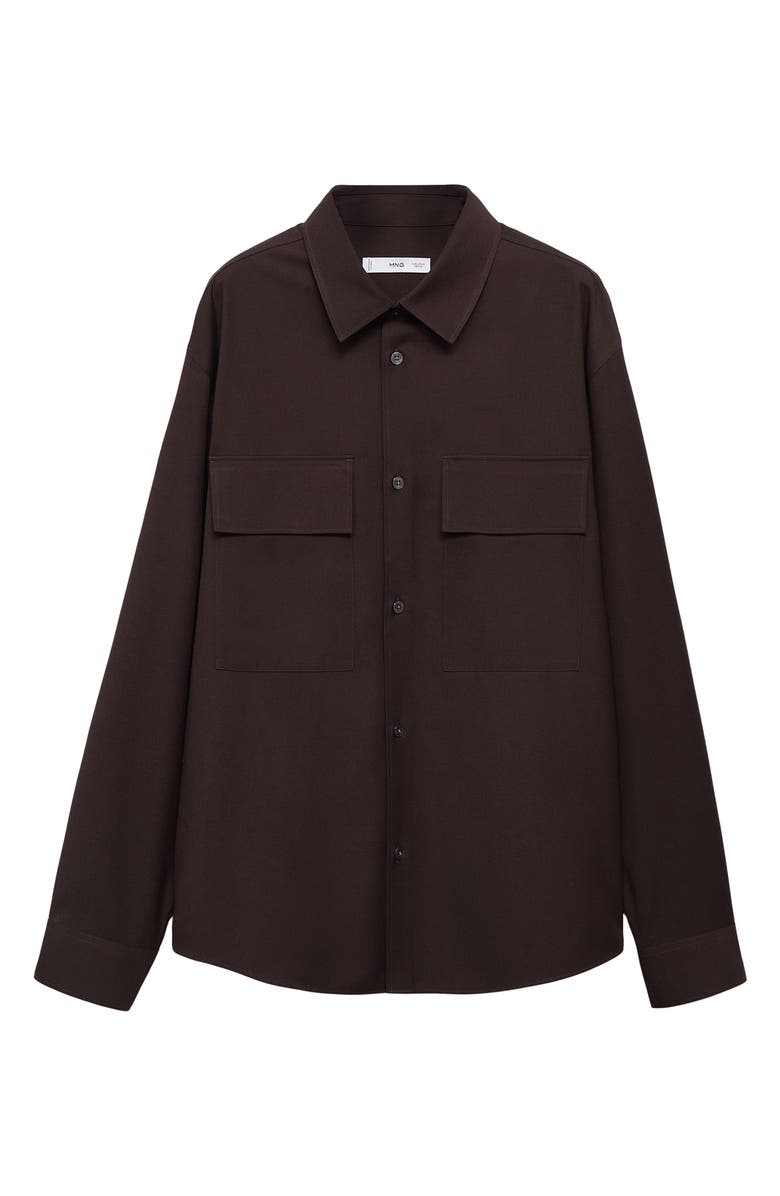 MANGO Slim Fit Chest Pocket Button-Up Shirt, Alternate, color, Chocolate