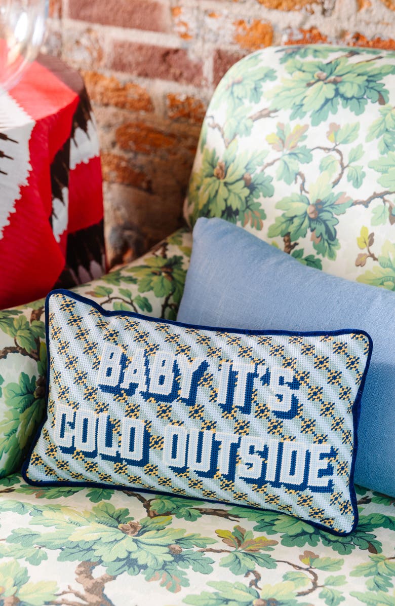 Furbish Baby It
s Cold Outside Needlepoint Pillow, Alternate, color, 