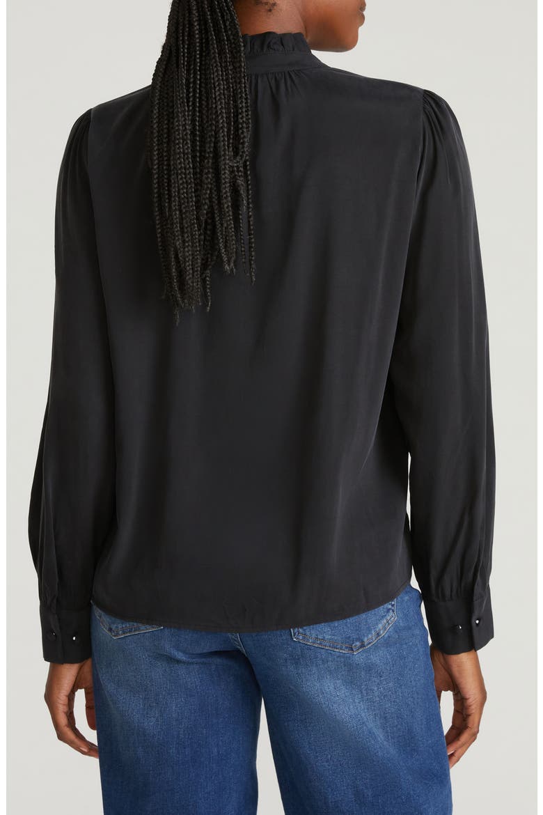 Endora Ruffle Trim Button-Up Shirt, Alternate, color, BLACK