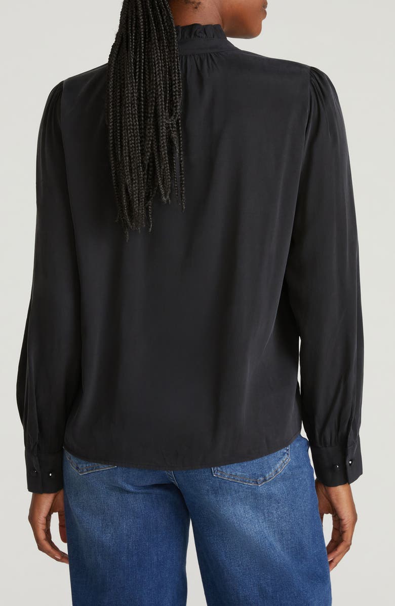 Universal Standard Endora Ruffle Trim Button-Up Shirt, Alternate, color, Black