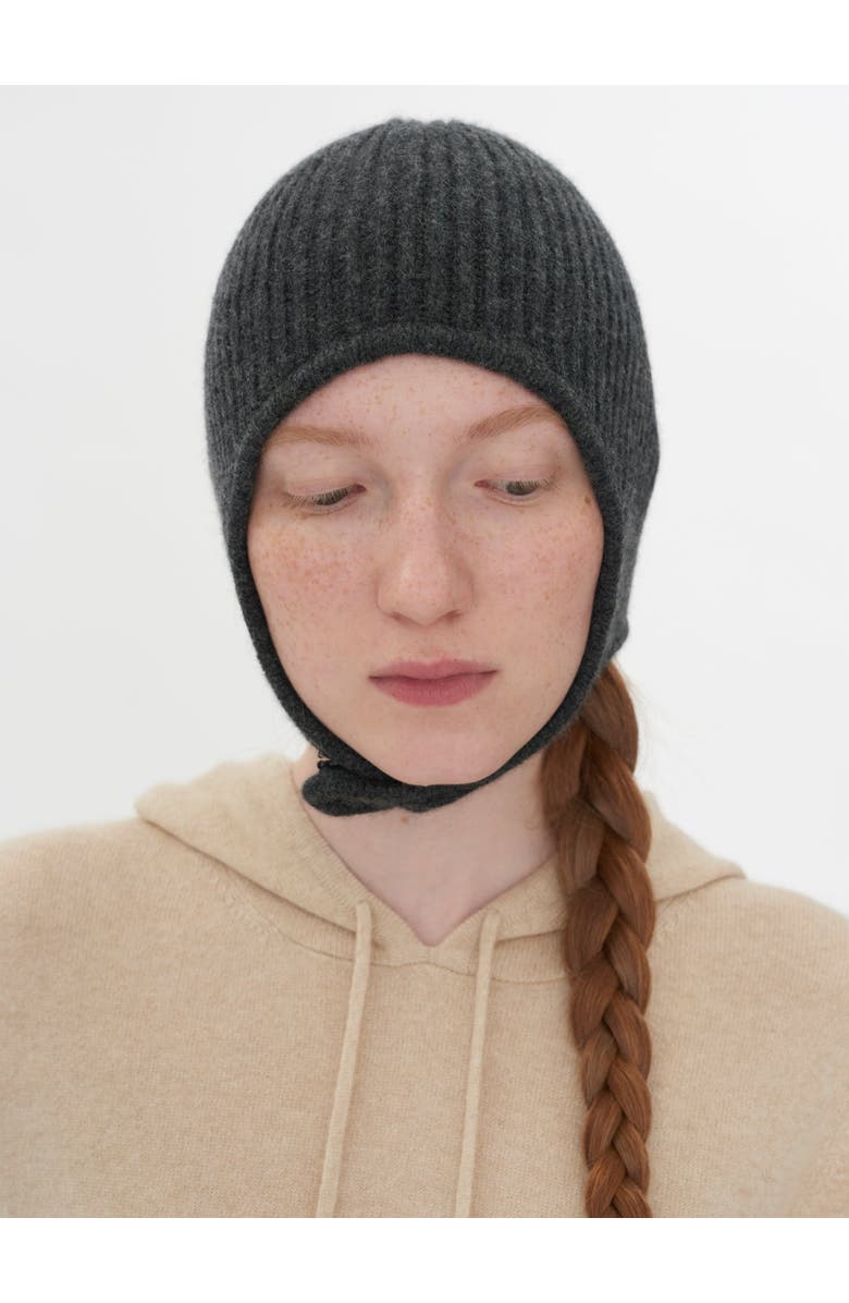 Gobi Cashmere Knitted Aviator Cap, Alternate, color, Charcoal