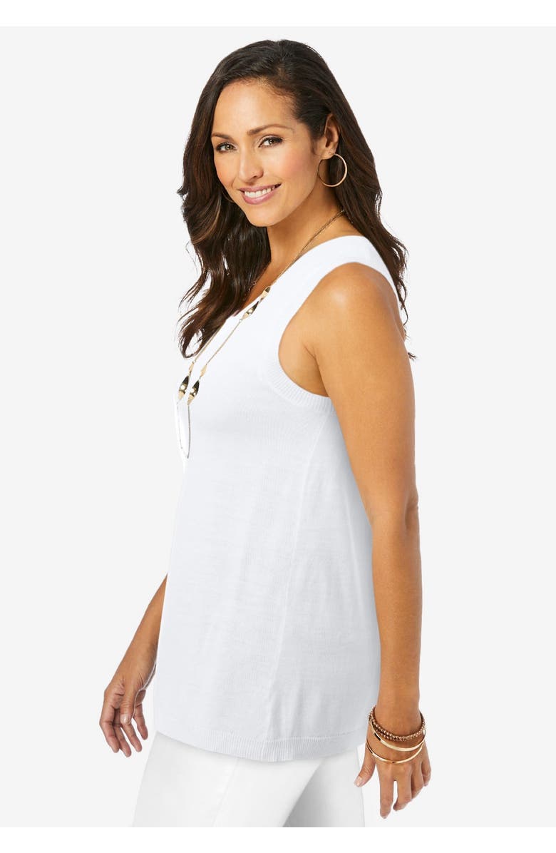 Jessica London Scoop-Neck Sweater Tank, Alternate, color, White