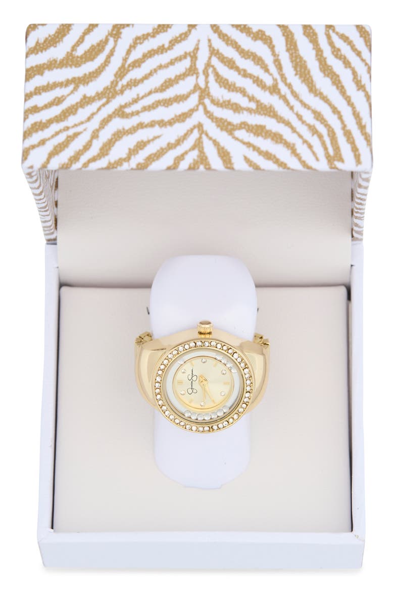 Floating Crystal Ring Watch, Alternate, color, GOLD