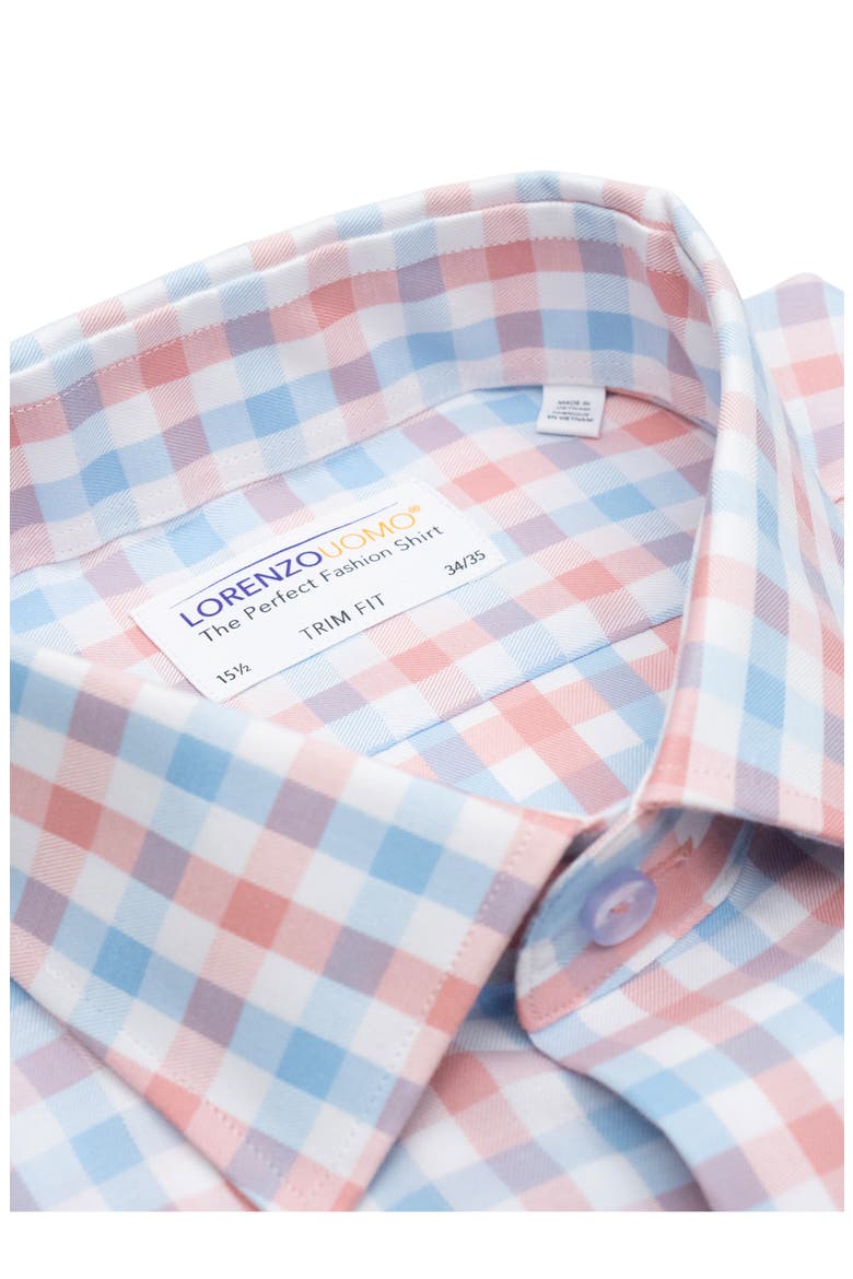 Trim Fit Gingham Print Dress Shirt, Alternate, color, LIGHT BLUE