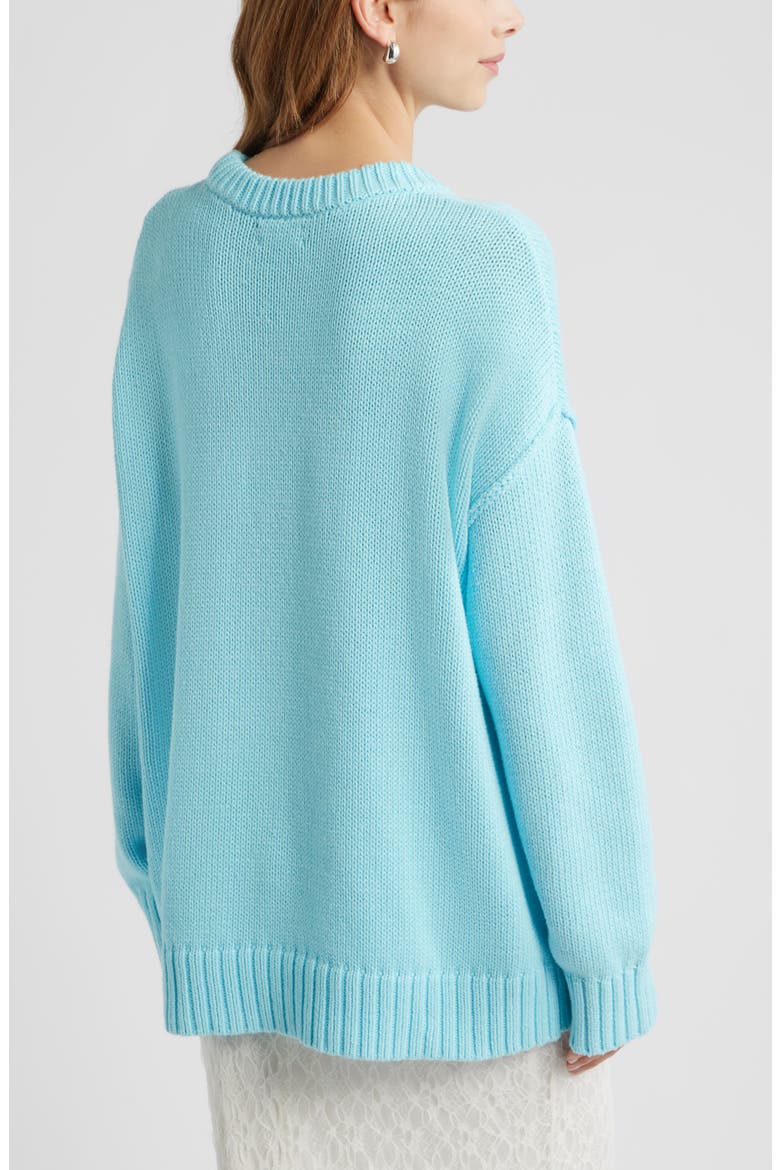 Oversize Crewneck Cotton Sweater, Alternate, color, BLUE ATOMIZER