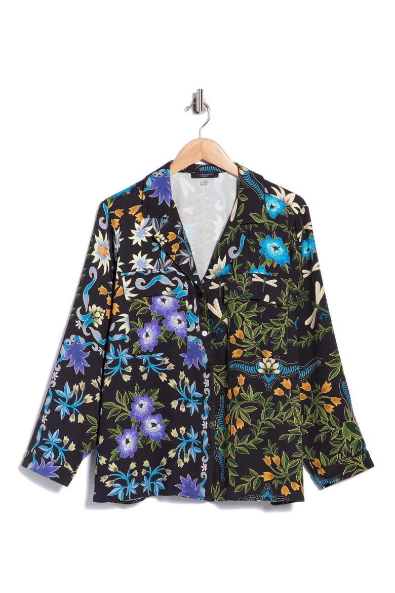 Cropped Utility Top, Main, color, BLACK MULTI FLORAL LEAF