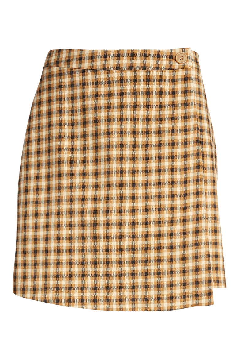 Button Front Miniskirt, Alternate, color, TAN- BLACK JORJA TEXT PLAID