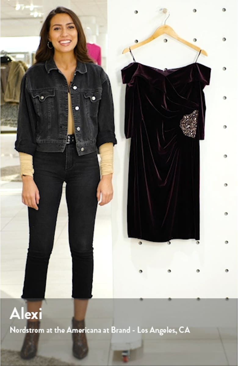 Off the Shoulder Velvet Cocktail Dress, sales video thumbnail