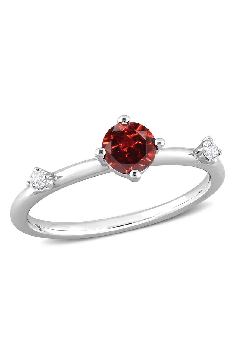 DELMAR Sterling Silver Garnet & White Topaz Ring, Main, color, Red