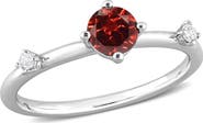DELMAR Sterling Silver Garnet & White Topaz Ring