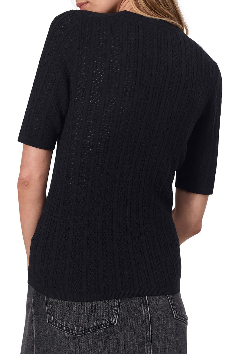 Tina Short Sleeve Merino Wool Sweater, Alternate, color, BLACK