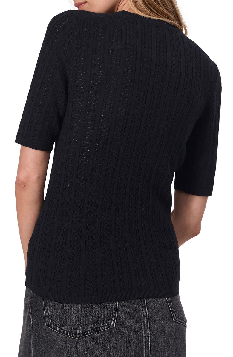 rag & bone Tina Short Sleeve Merino Wool Sweater, Alternate, color, Black