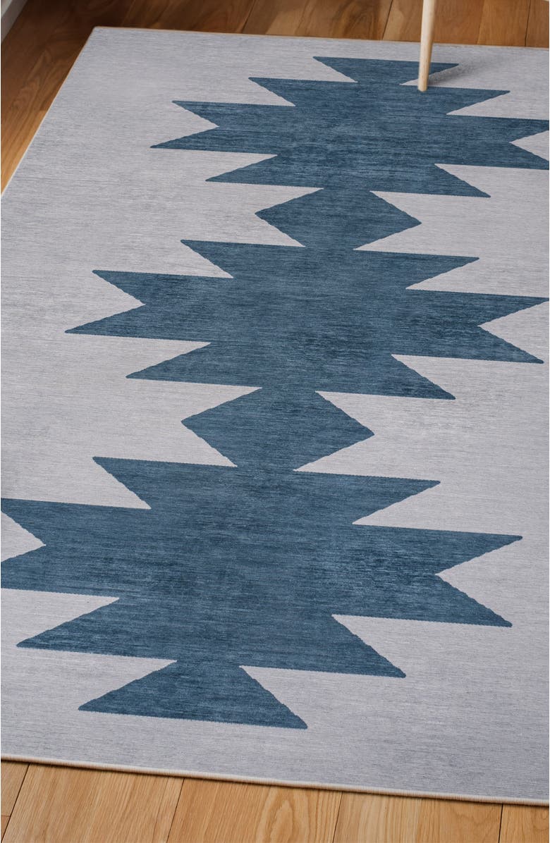 JONATHAN Y Chayton Minimalist Geometric Machine-Washable Area Rug, Alternate, color, Slate Blue