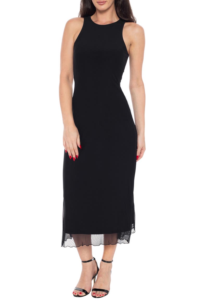 Mesh Tank Midi Dress, Main, color, BLACK