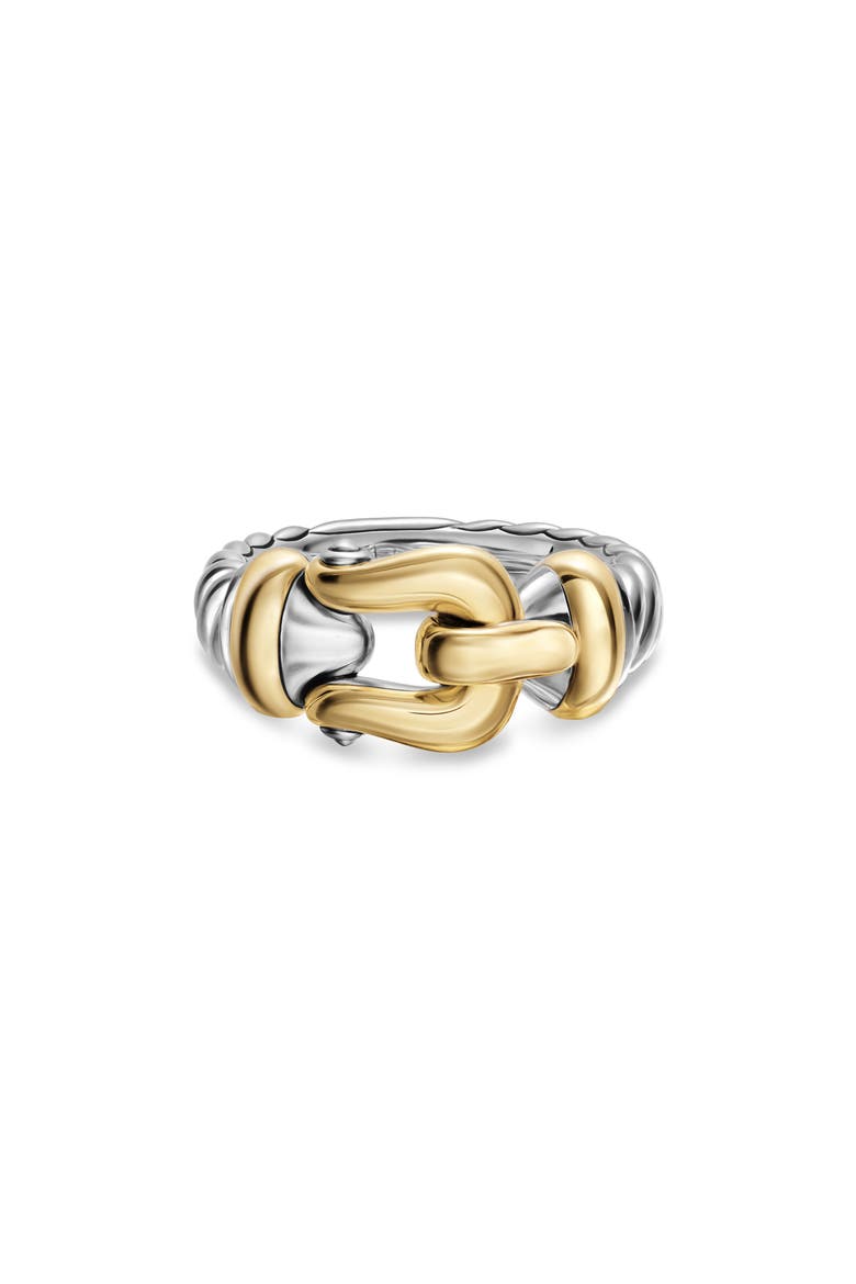 Buckle Ring with 14k Gold, Alternate, color, SILVER