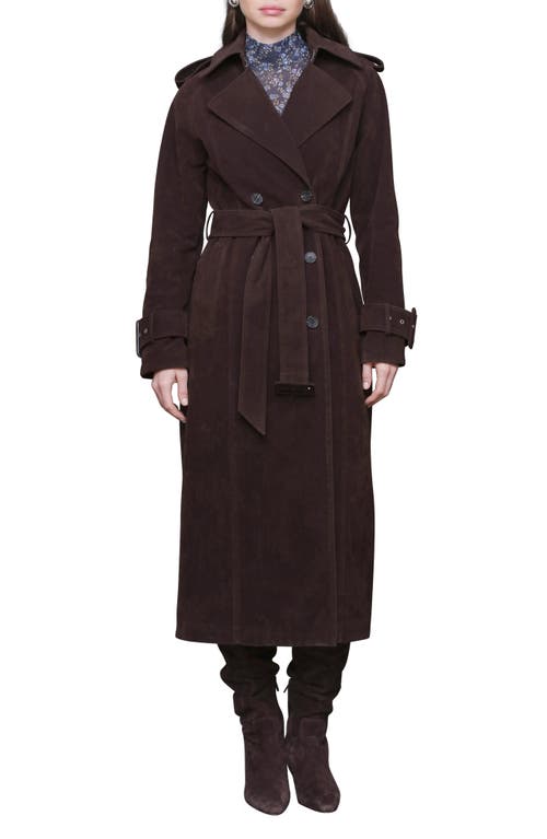 Avec Les Filles Double Breasted Faux Suede Trench Coat