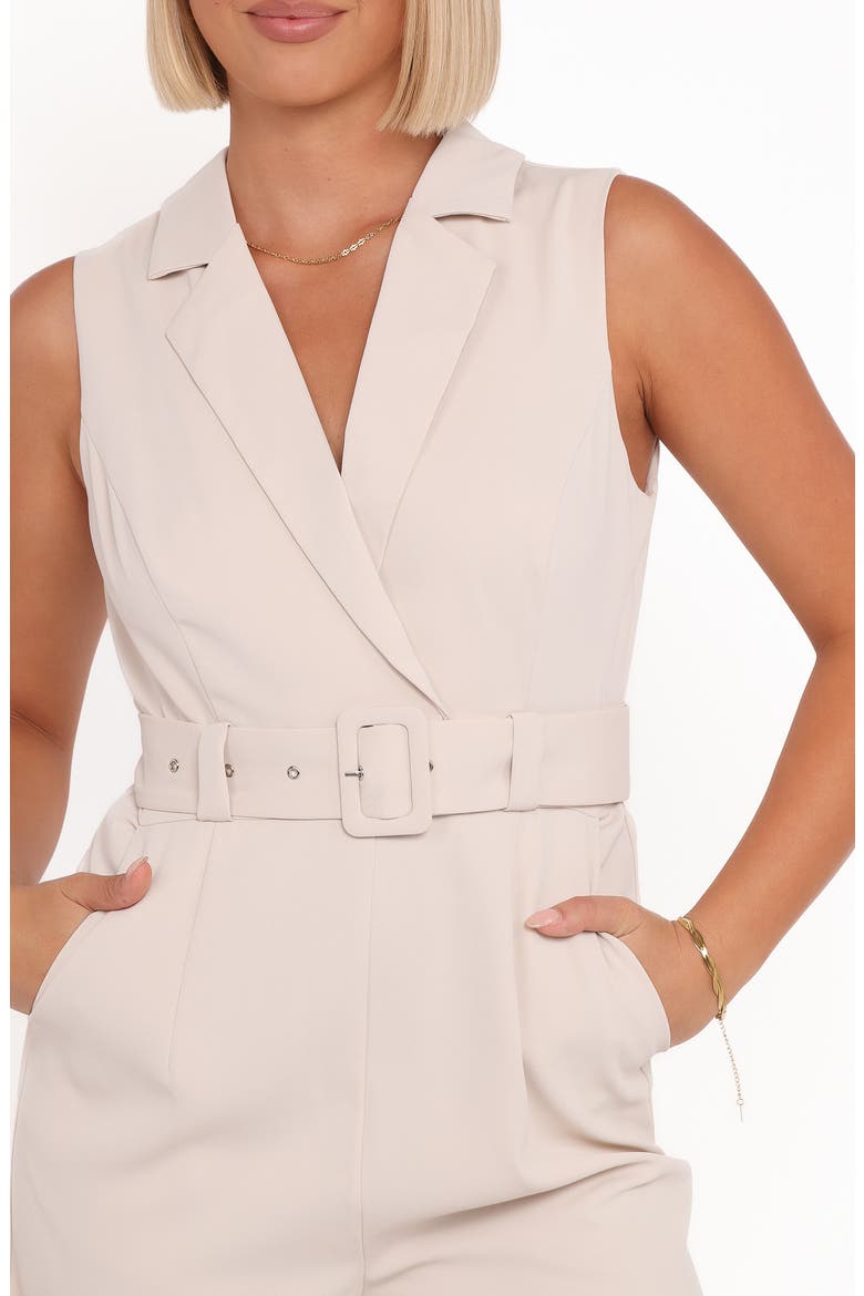 Sienna Belted Sleeveless Wide Leg Jumpsuit, Alternate, color, BEIGE