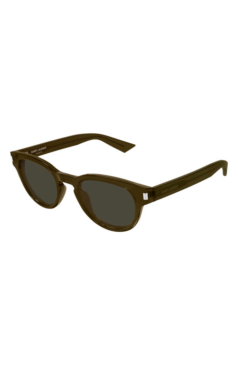 Saint Laurent 48mm Small Round Sunglasses, Alternate, color, Brown